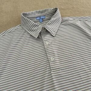 Genteal Striped Athletic Performance Golf Polo Button Up Shirt Large